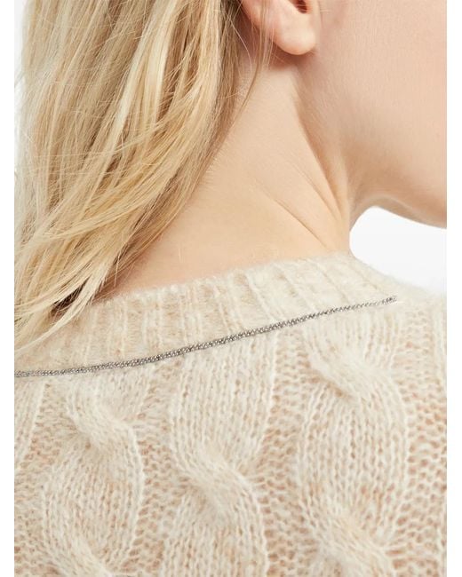 Brunello Cucinelli Natural Crew-Neck Cable-Knit Jumper