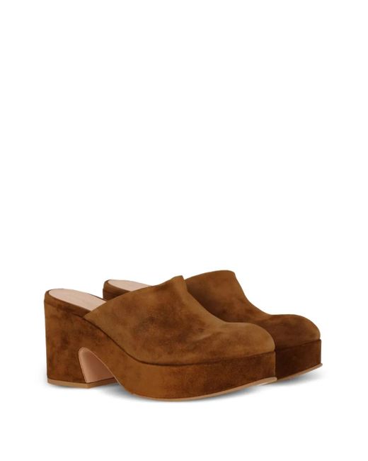 Gianvito Rossi Brown Platform Suede Clogs
