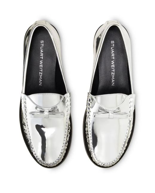 Stuart Weitzman White Lottie Bow Loafer