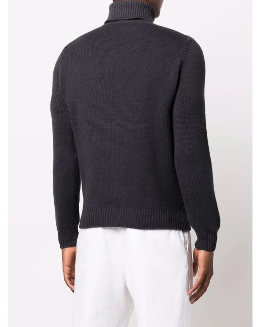 Dell'Oglio Blue Roll-Neck Rib-Trimmed Jumper for men