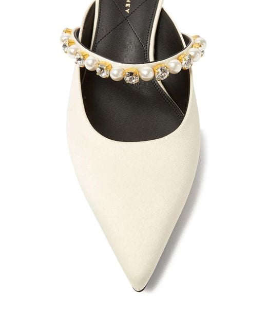 Stella McCartney White Elsa Pearl-Embellished Kitten Heels