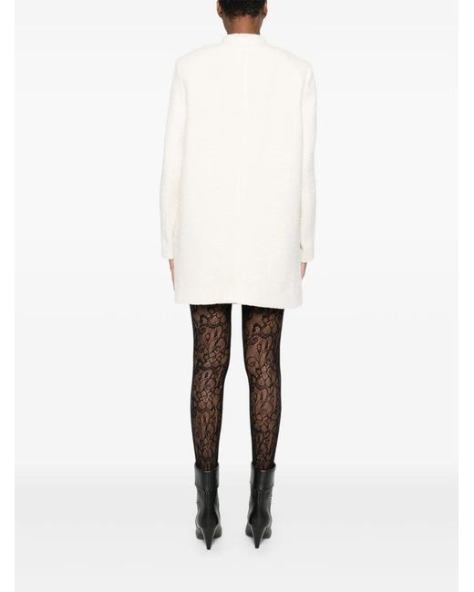 Isabel Marant White Garmia Fringed Buckle-Fastening Coat