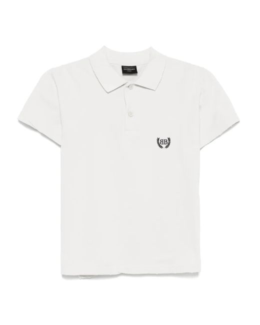 Balenciaga White Laurel Classic Polo Shirt