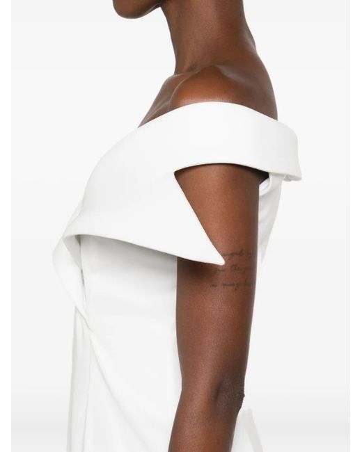 Vestiaire d'un Oiseau Libre Off-Shoulder Jurk in het White