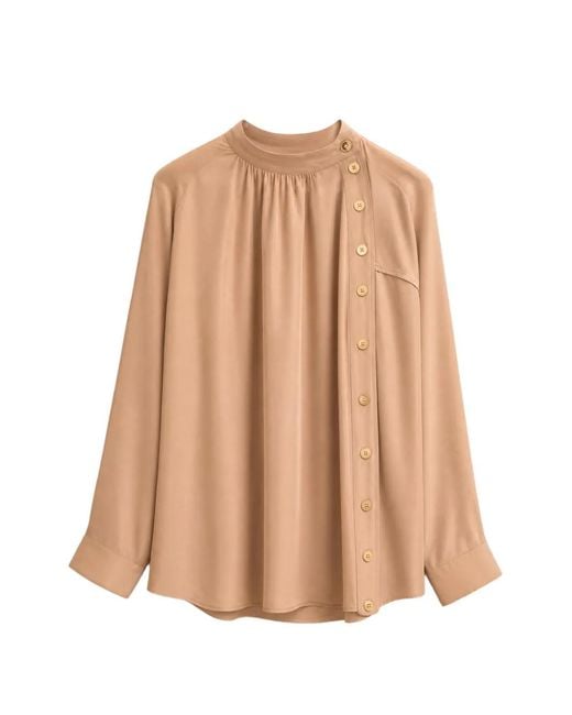 Edward Achour Paris Natural Off-Centre Pleated Shirt