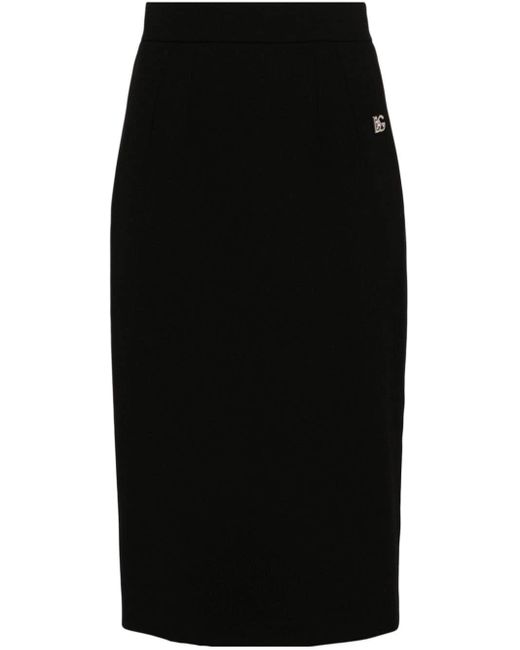 Dolce & Gabbana Black Virgin Wool Pencil Midi Skirt