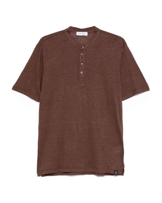 メンズ Gran Sasso ボタン リネンtシャツ Brown