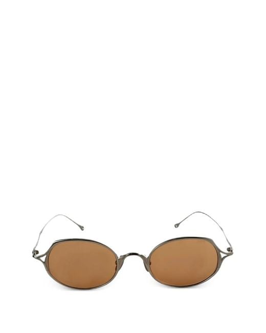 Rigards Natural Polished Titanium Oval-Frame Sunglasses