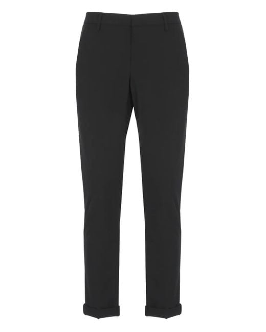 Dondup Black Button-Fastening Cuffed Trousers for men