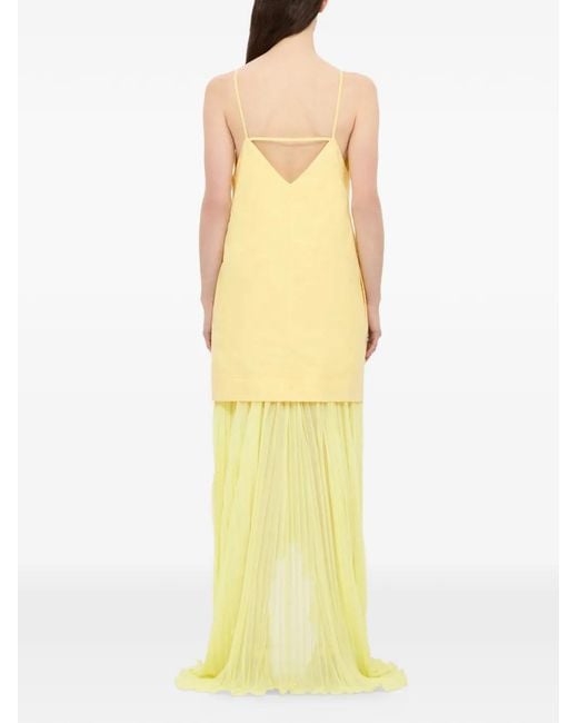 MSGM Geplooide Maxi-Jurk Met Studs in het Yellow