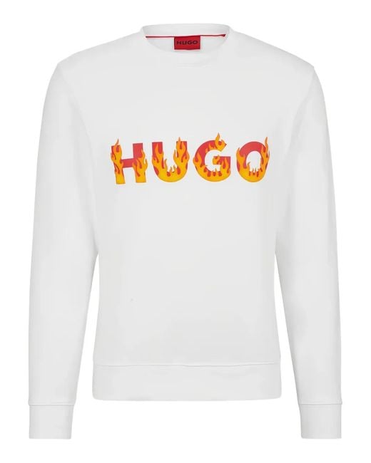 Sweat Ditmo À Logo HUGO pour homme en coloris White