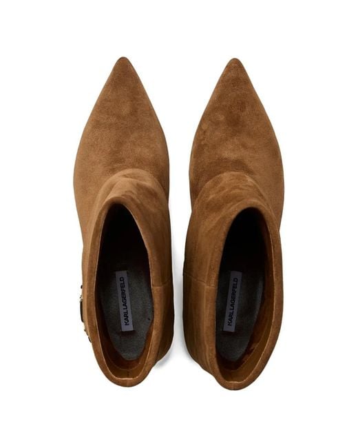Karl Lagerfeld Brown Pasha Fold-Over Ankle Boots