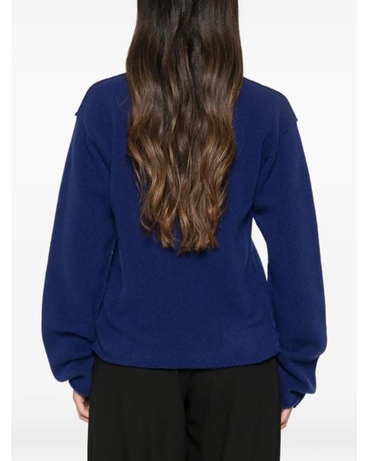 Sofie D'Hoore Blue Roll-Neck Drop-Shoulder Sweater