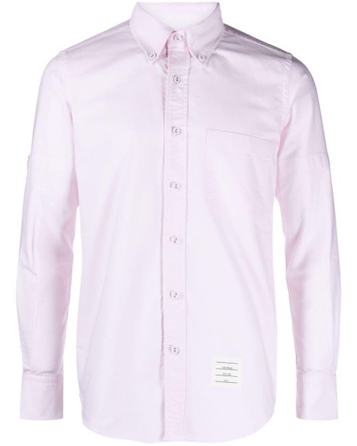 Chemise en coton à patch logo Thom Browne pour homme en coloris Pink