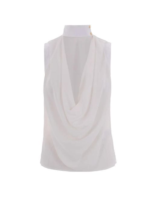 Elisabetta Franchi White Drapped Blouse