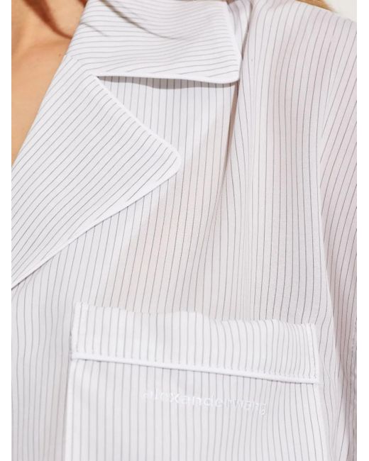 Alexander Wang ピンストライプ ショートスリーブ トップ White