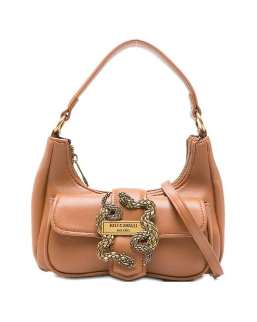 Just Cavalli Brown Iconic Snakes Tote Bag