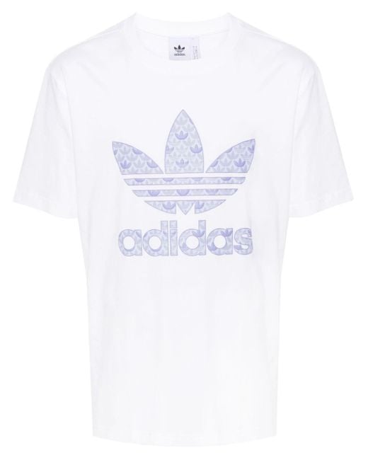 Camiseta con estampado Trefoil Adidas de hombre de color White