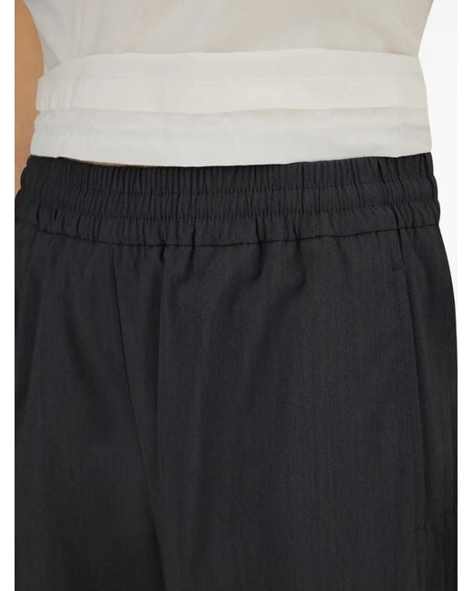Herno Blue Wool Polyamide Polyester Elasticated-Waist Cropped Trousers