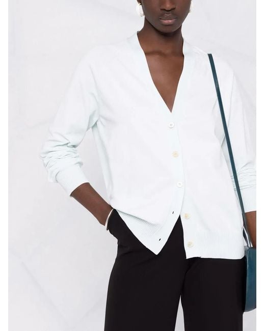 Jil Sander Green V-neck Cardigan