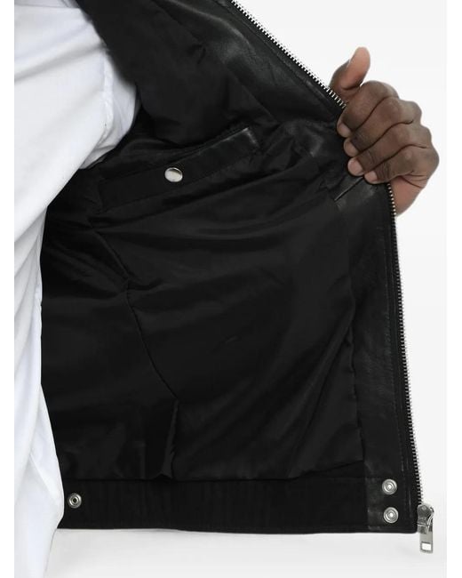 DIESEL Black Embossed-Logo Leather Jacket for men