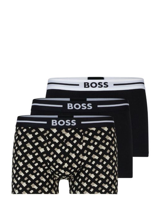 Boss Black Logo-waistband Briefs (set Of Three) for men