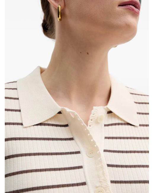 Mos Mosh Natural Striped Ribbed Polo Shirt