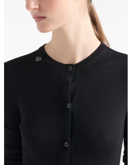 Prada Geribbeld Vest Met Knopen in het Black
