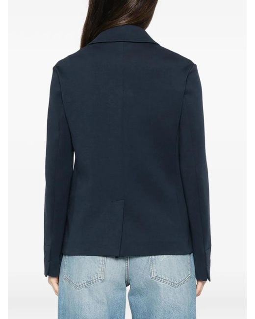 Max Mara Blue Double-Breasted Pocketed Jacket