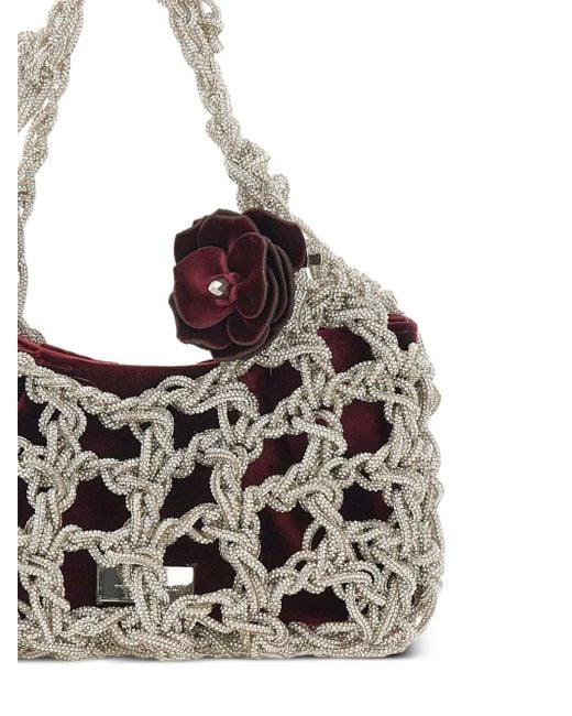 Borsa Tote Con Strass Piccola di Twentyfourhaitch in White
