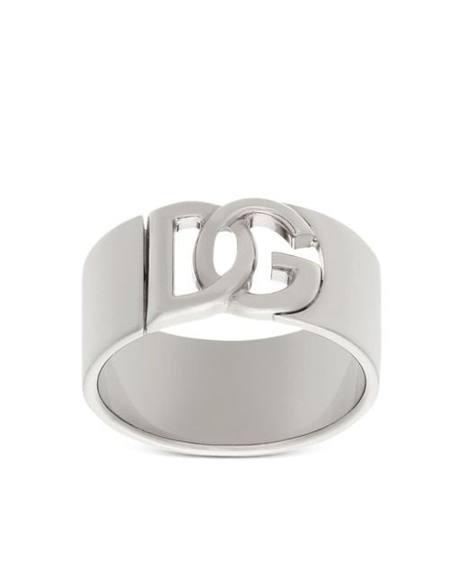 Dolce & Gabbana Gray Dg Cut-out Band Ring for men
