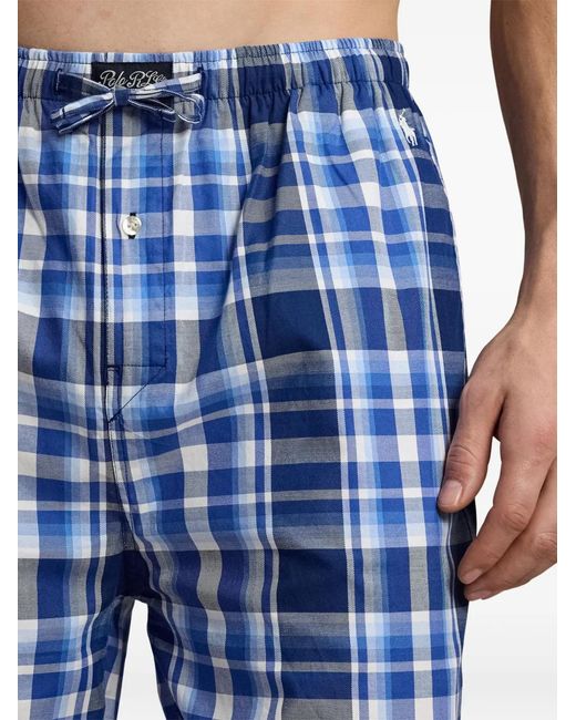 Polo Ralph Lauren Blue Check Logo-Detail Cotton Pyjama Set for men
