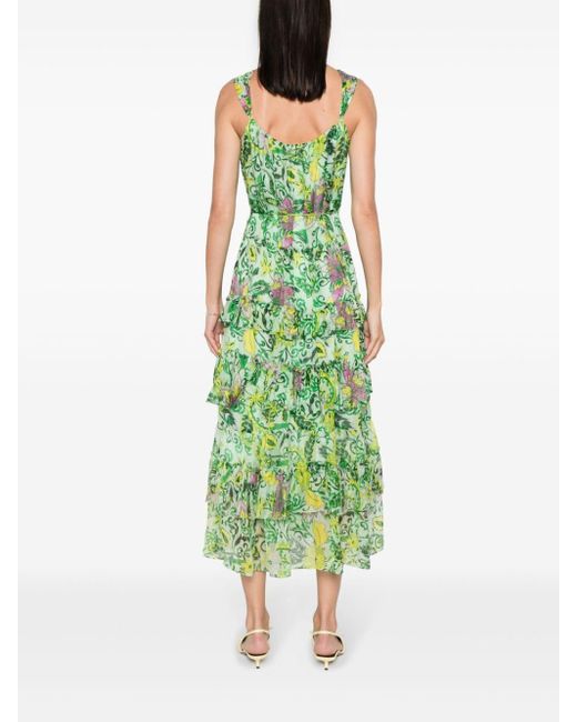 Diane von Furstenberg Green Moderna Floral-print Midi Dress