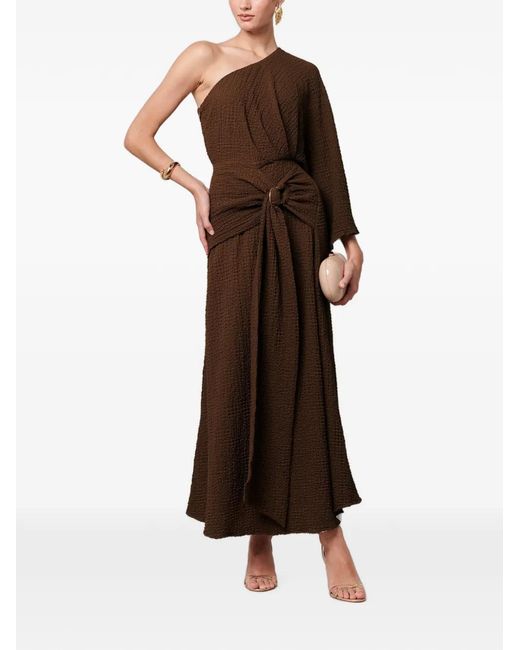 Savel Brown Ellie One-Shoulder Midi Dress
