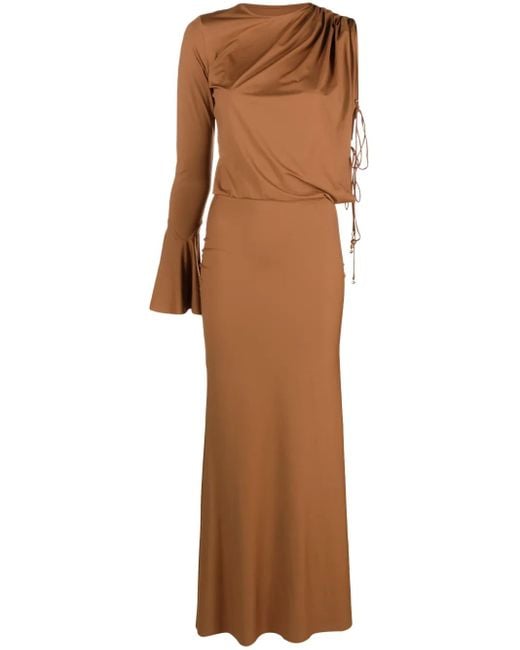 V:PM ATELIER Liv アシンメトリースリーブ ドレス Brown
