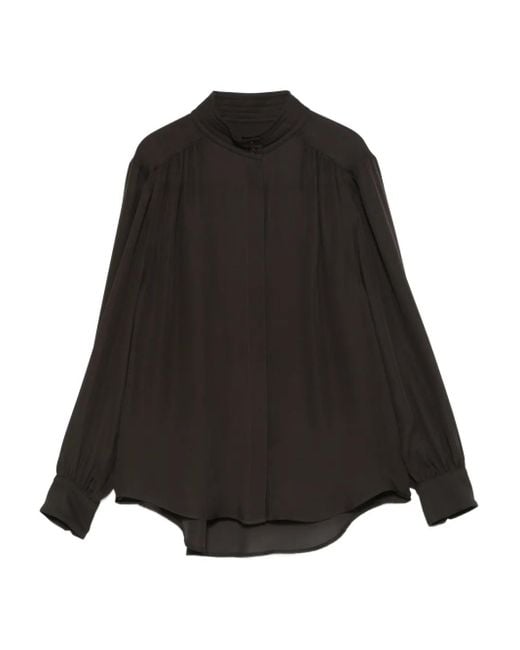 Nili Lotan Black Revi Buttoned Collarless Top