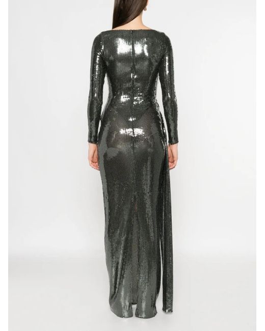 Alex Perry White Sequin-Embellished Maxi Dress