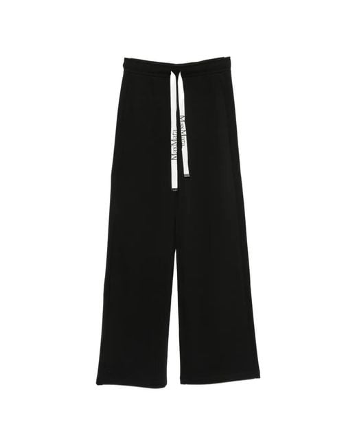Max Mara Black Drawstring Wide-Leg Track Pants