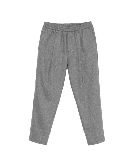 Eleventy Gray Pleated Elasticated-Waist Trousers for men