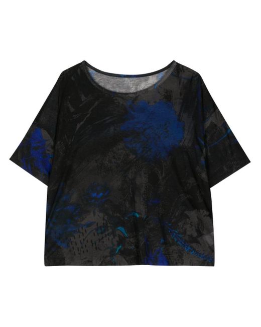 Camiseta corta con estampado floral Y's Yohji Yamamoto de color Blue