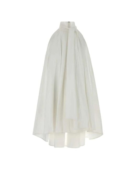 Givenchy White Tie-Neck Pleated Mini Dress