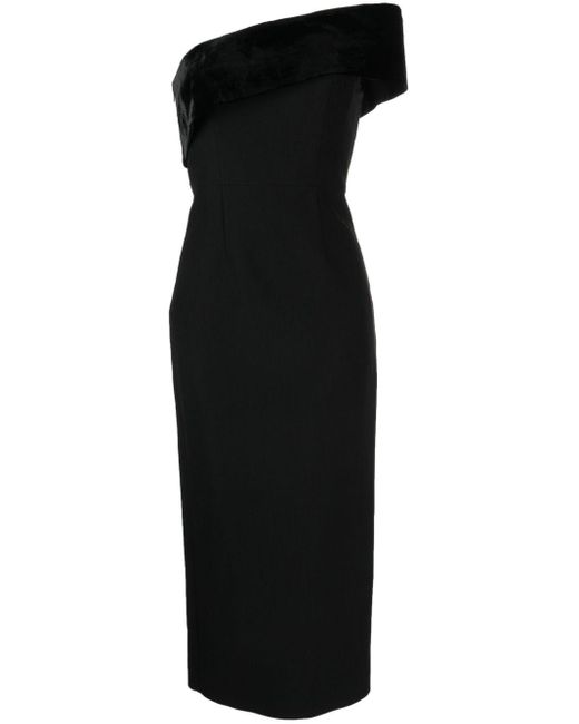 Roland Mouret Asymmetrische Midi-Jurk in het Black