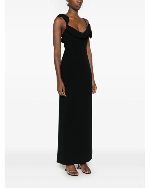 Magda Butrym Black Floral-Appliqué Maxi Dress