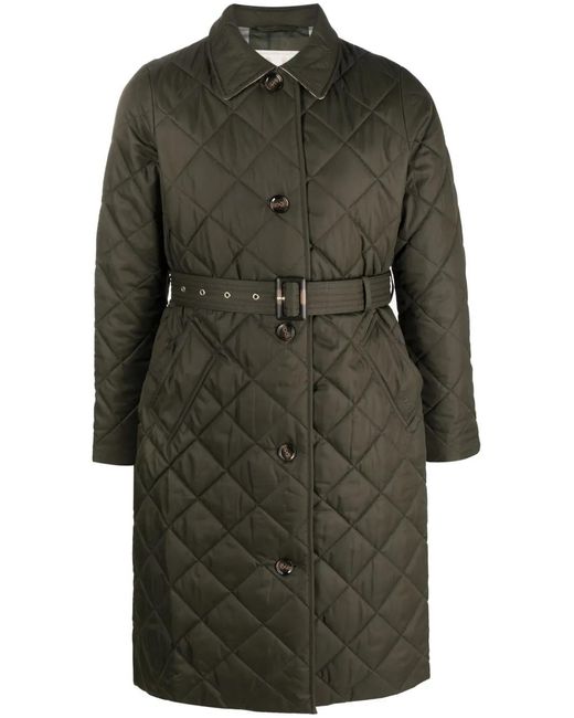 Barbour Gray Diamond-Quilted Single-Breasted Coat for men