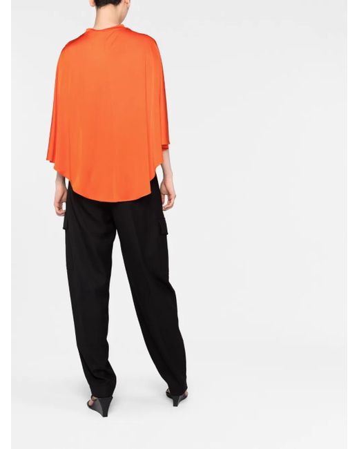 Stella McCartney Orange Blouse Drapée À Ourlet Asymétrique