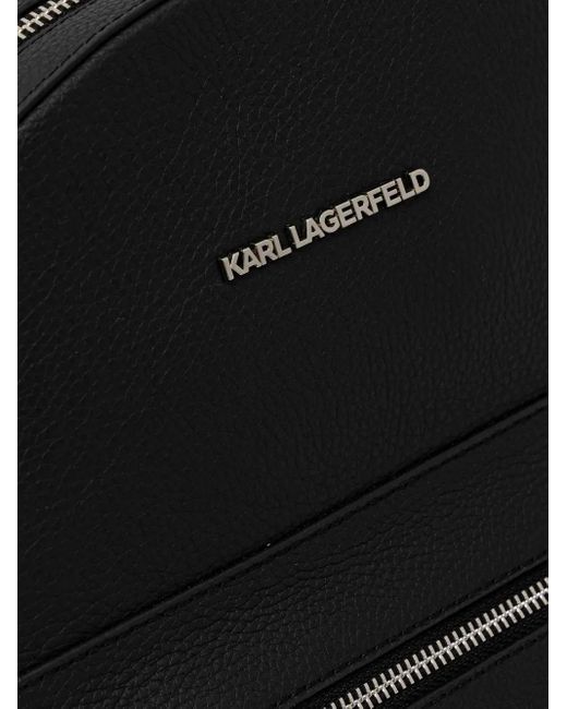 Karl Lagerfeld Black Zip Logo Backpack for men