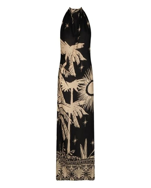 Johanna Ortiz Black Musical Flower Printed Maxi Dress