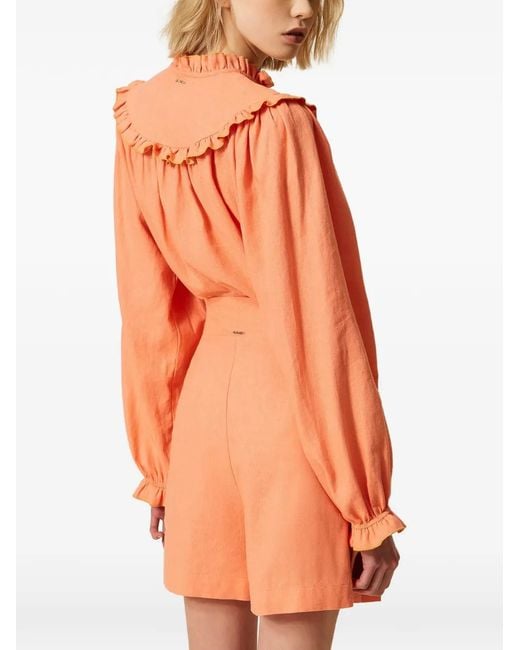 Twinset Orange Pleated Button Shorts