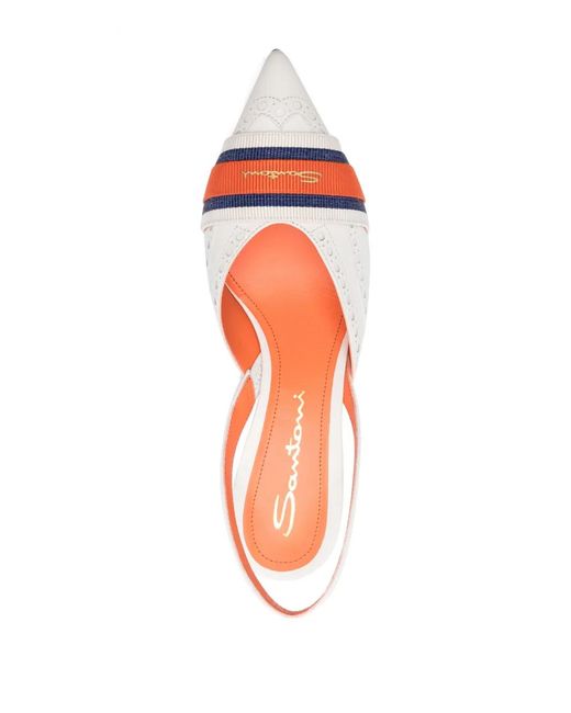 Santoni Pink Logo-Tape 75Mm Slingback Pumps