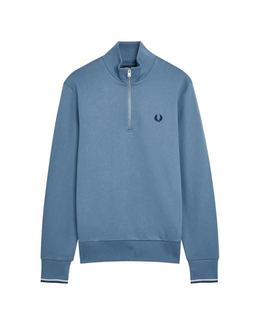 Fred Perry Blue Half-Zip Sweatshirt for men
